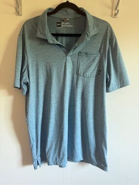 SAXX DropTemp Cooling Polo Shirt Blue Heather Pocket Men’s Large